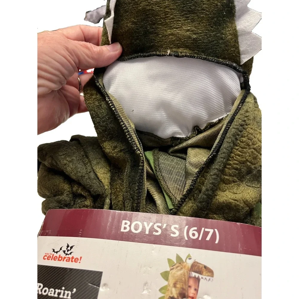NWT Rubies Roarin Rex Dinasaur Hooded Jumpsuit Halloween Costume Med (6/7)
